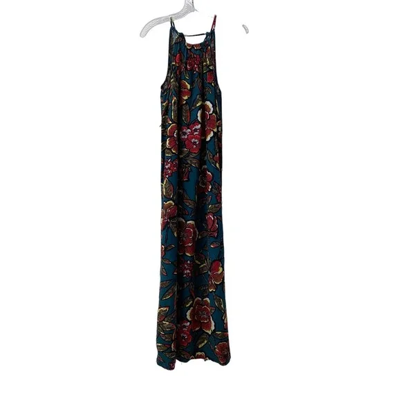 LOFT Petites Ann Taylor Paradise Halter Maxi Dress Tropical Floral Size SP Boho - Picture 2 of 11
